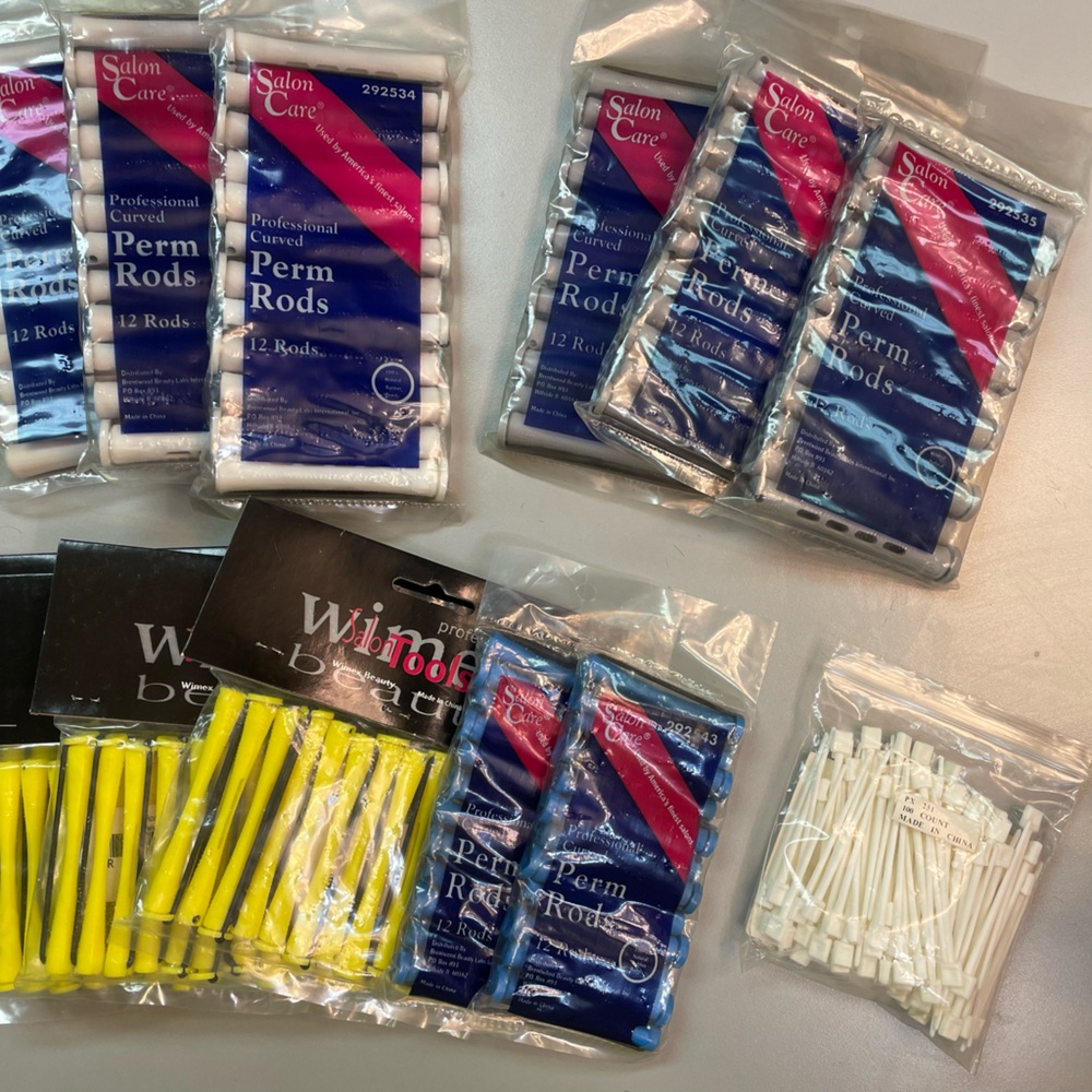 SALON One Perm Rods. Blue, Gray, Yellow, and White